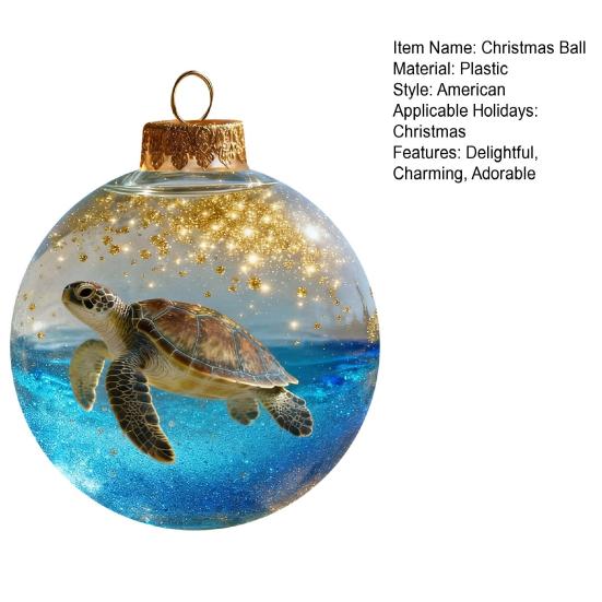 3D Animal Christmas Ball Ornament Funny Dog/Cat/Turtle Hanging Decoraton Clear Plastic Xmas Balls Ornament