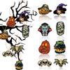 8pcs Vintage Halloween Tree Ornament Decorations Horror Pumpkin Witch skull pendant Hanging Tag for Halloween Party home Decor