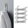 4pcs Adhesive Hooks Hole Free Wall Hangers Coat Hat Stainless Steel Hooks Bathroom Adhesive Hangers Silver