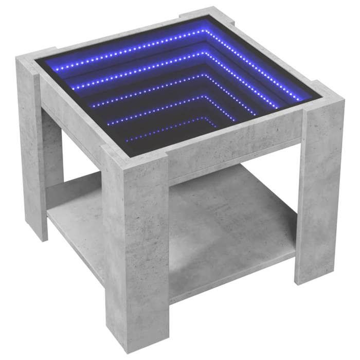 VidaXL Table basse avec LED gris béton 53x53x45 cm bois d'ingénierie, table d'appoint, table de salon, table latérale, bout 847542
