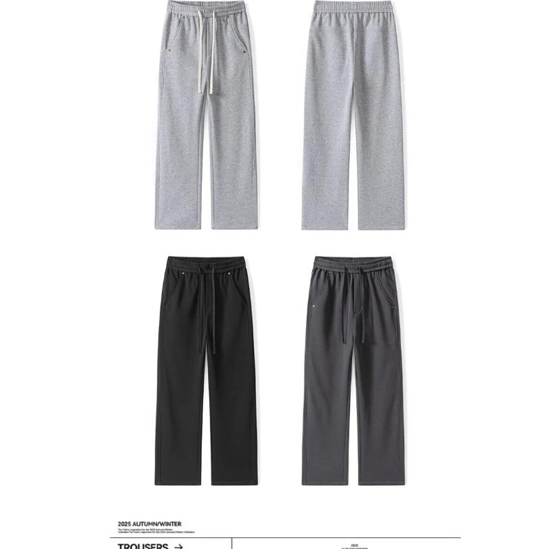 Spring Autumn Loose Casual Elastic Waist Wide Leg Sweatpants Male Lounge Pants Men Drawstring Trousers