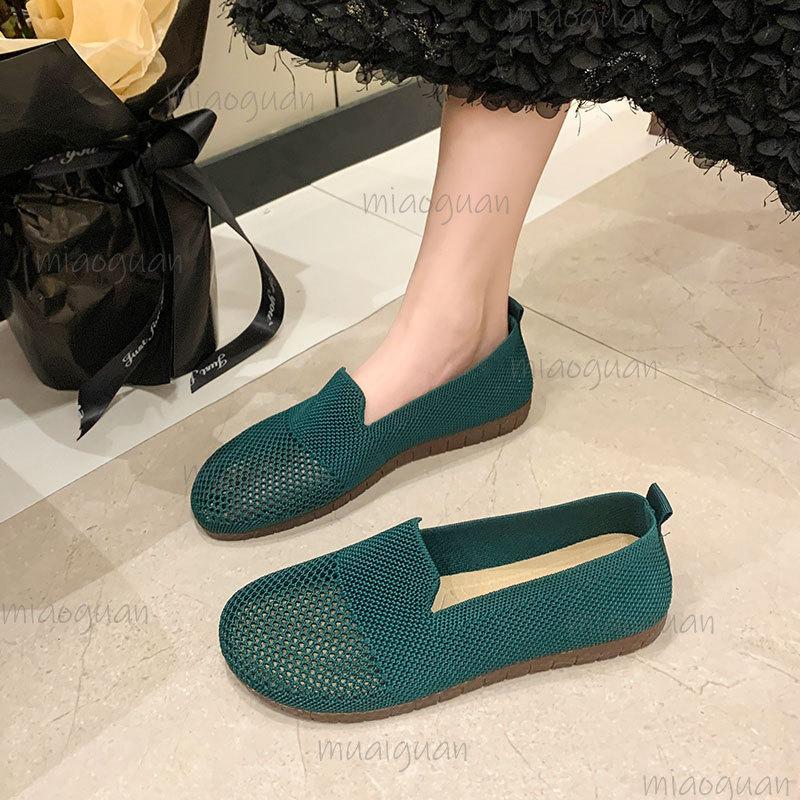 Fashion Women's Summer Casual Loafers Breathable Hollow Out Beijing Cloth Shoes Soft Sole Anti-Slip Slip-On Flat Shoes Zapatos De Mujer
