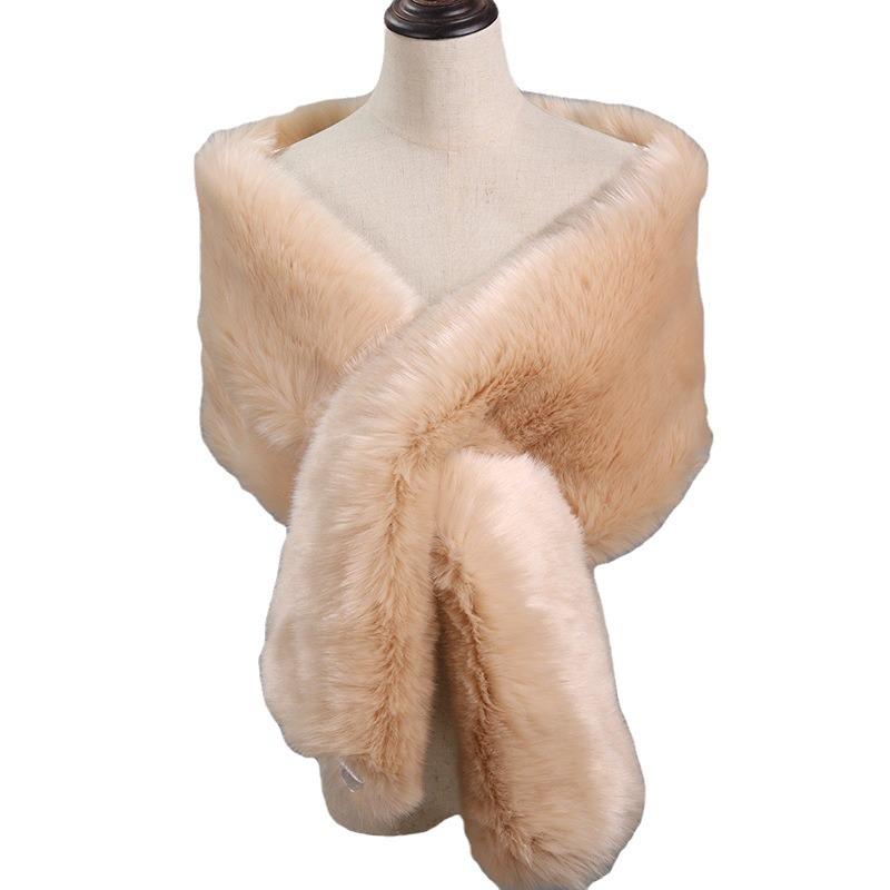 Women's Faux Fox Fur Shawl Cloak: Thick Autumn/Winter Bridal Evening Scarf and Neck Warmer