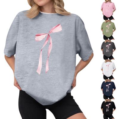 Women's Casual Printed T-Shirt Round Neck Pullover Short Sleeve Top
