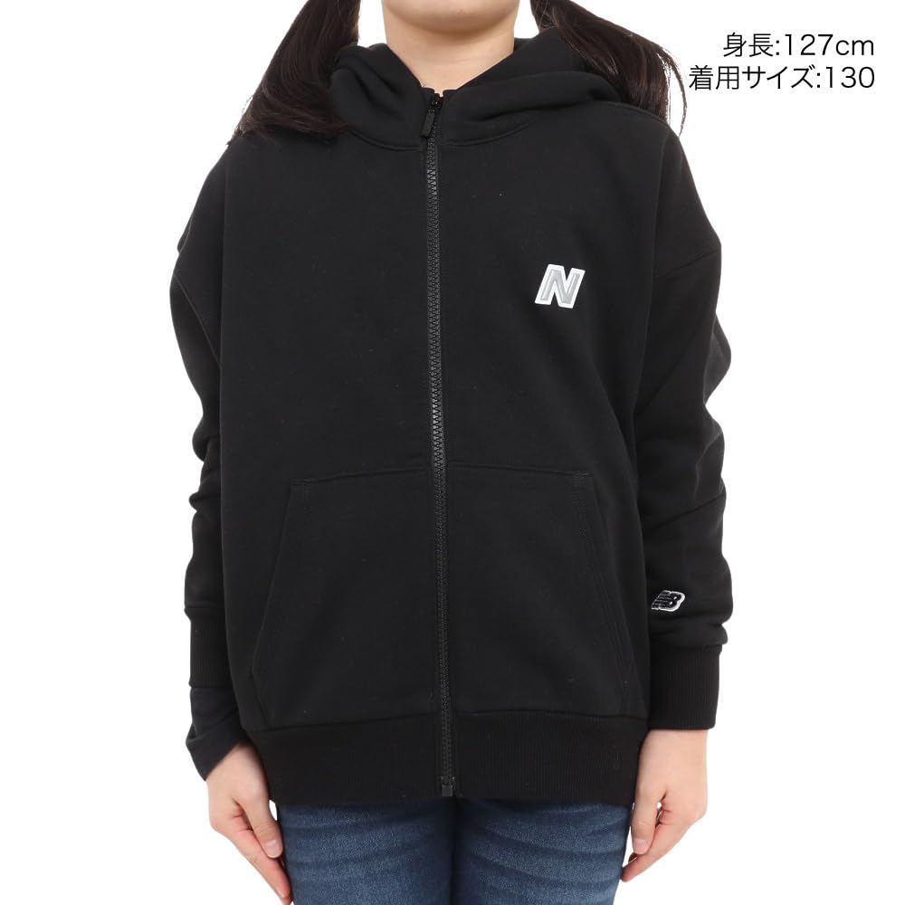 New Balance Kids Sweatshirt Heavyweight Sweat Full Zip Hoodie ABT35150 BK 130 (Black)