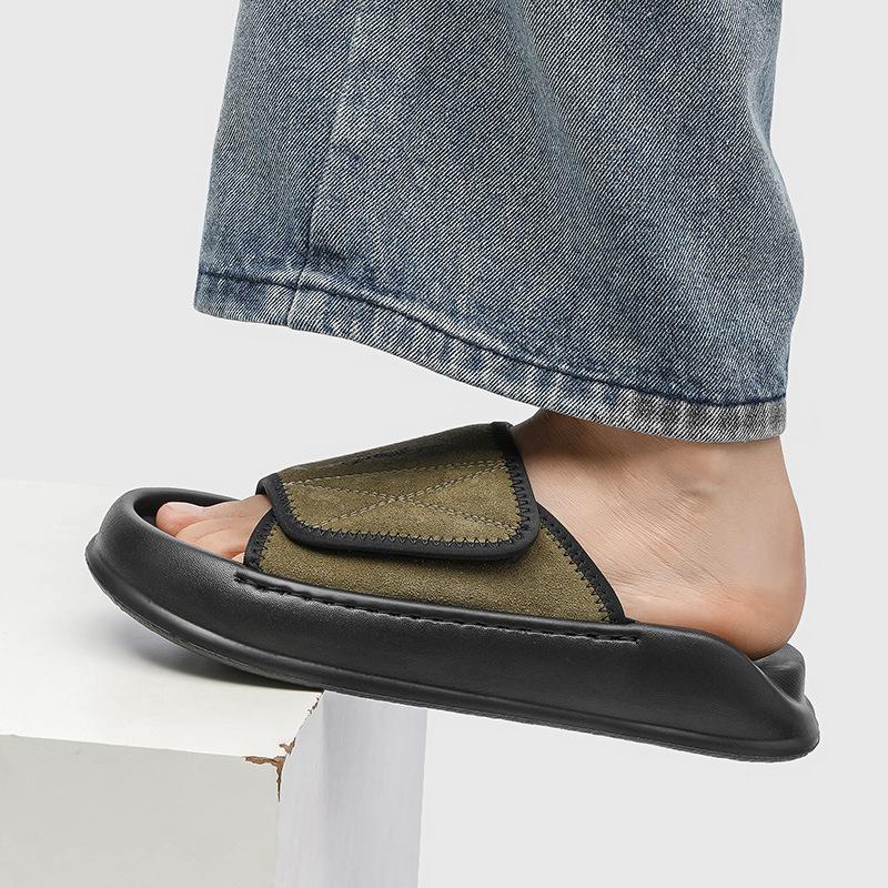 Summer new outer slippers men's 2025 new one-word drag open-toed beach casual cool slippers 471266-J