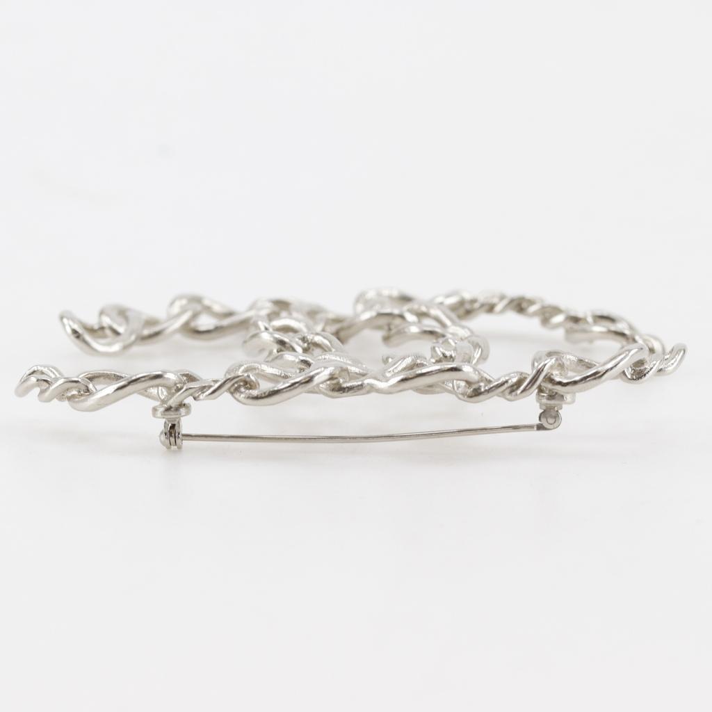 CHANEL COCO Mark Brooch OpenWork Chain Silver metallic 40g Women Used