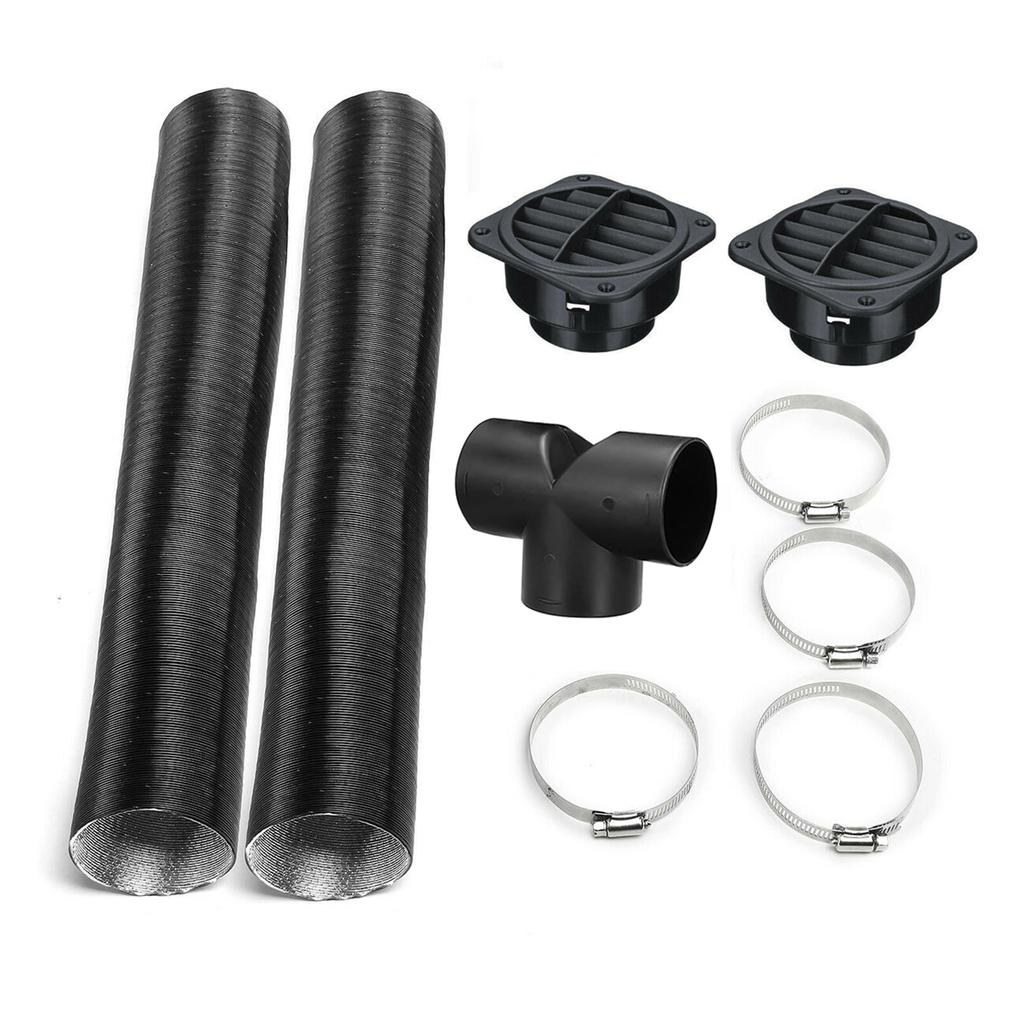 ABS Diesel-Standheizungssatz, 75 mm, Warmluftkanalrohr mit Luftauslass, Winkelstück und Klemmen, T-Typ