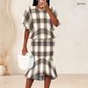 Women Plus Size Printed Round Neck Ruffle Sleeve Ruffle Hem Top Fishtail Skirt Two Piece Set