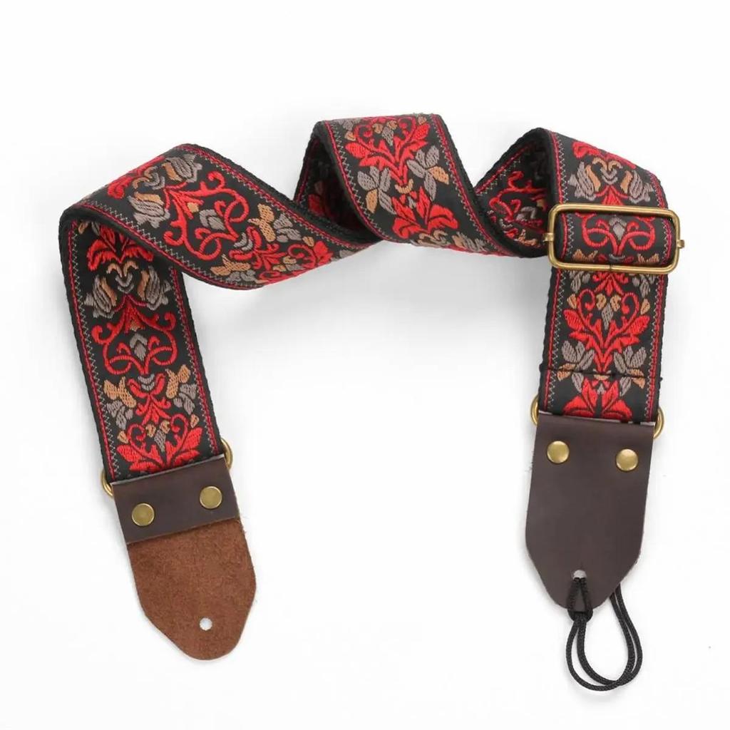 Guitar Strap Embroidery Bohemian Style Adjustable Cotton Ukulele Shoulder Belt