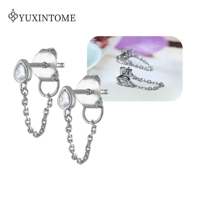 925 Silver Ear Needle Crystal White Zircon Silver Series Tassel Drop Earrings Luxury Fashion Party Jewelry Accessories