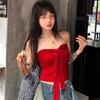Summer Explosion Pure Desire Spice Girl Style Personalized Design Feeling Pleated Tube Top Short Top Women's Versatile Slim Fit