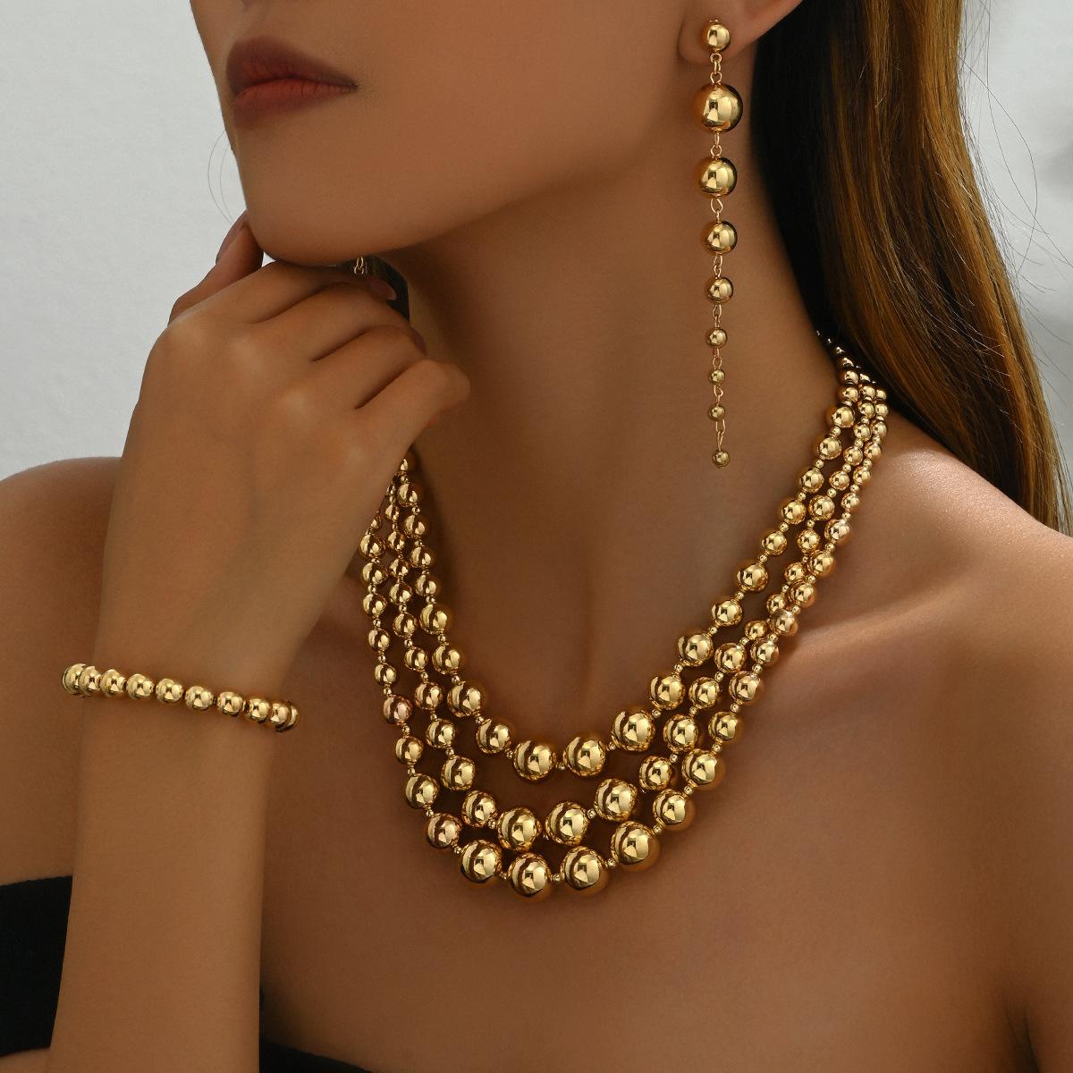 

Женское ожерелье, серьги в стиле Spice Girl, комплект украшений, многослойная цепочка для ключицы, универсальные украшения