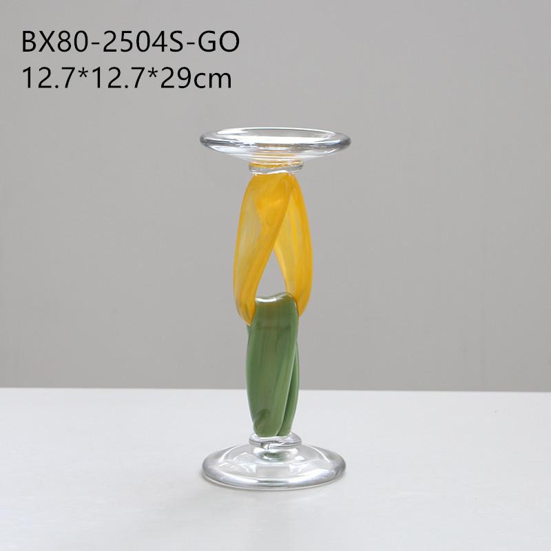 Creative Nordic Style Color Blocked Glass Candle Holder for Home Decoration (as the picture,FIXED)
