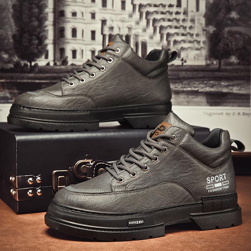 

Новые модные осенние и зимние мужские высокие ботинки martin для студентов, трендовые рабочие туфли на мягкой подошве для мальчиков, кроссовки Martin с защитой труда 44 серый