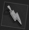 Trendy Silver Hip-Hop Lightning Pendant Necklace with Zircon for Men and Women