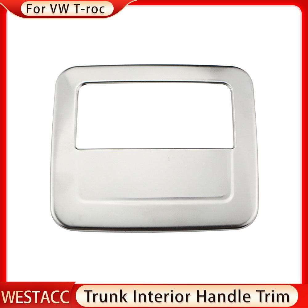 Διακοσμητικό αυτοκόλλητο κάλυμμα εσωτερικής λαβής πορτμπαγκάζ αυτοκινήτου από ανοξείδωτο ατσάλι για εσωτερικό Volkswagen VW T-roc 2017 - 2022