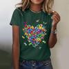 Women's Casual Floral Print Short Sleeved T-shirt With Round Neck  Top