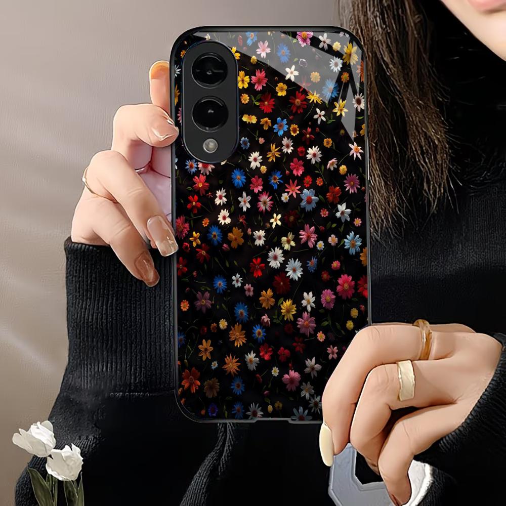 Beautiful Scenery Flower Field PhoneCase Glass PhoneCase for Samsung Galaxy S26 S25 S24 S23 S22 S21 FE,Ultra,Plus Dropresistant