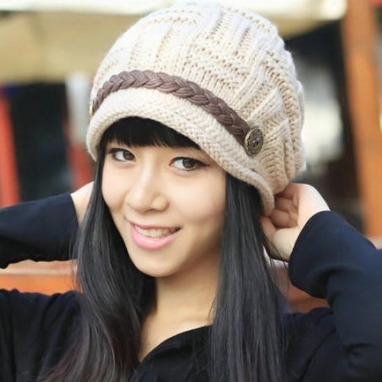 Women's Fashion Braided Autumn Winter Warm Baggy Beanie Knit Crochet Ski Hat Cap