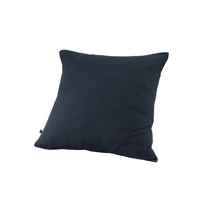 Taie D'oreiller Double Gaze Coton Gaia 80 X 80 Cm Bleu Marine