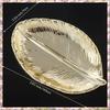 Decorative Gold Leaf  Plate Dish Porcelain Candy Trinket Dish Jewelry Fruit Serving Tray Storage Plate Crockery Tableware