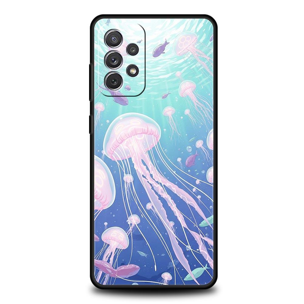 

Phone Case For Samsung A17 A15 A13 A51 A71 A41 A31 A21S A07 A05 A35 A55 A23 A25 A33 A53 A73 5G Cover Pink Jellyfish Oceanic Galaxy A11