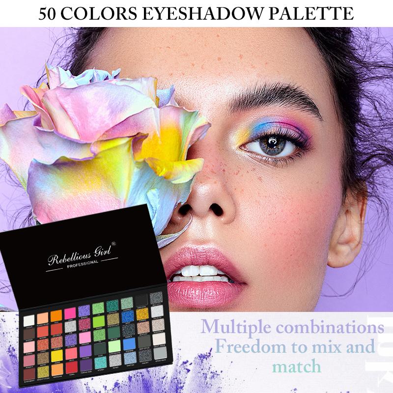 50 Colors Eyeshadow Palette Matte Shimmer Bright EGlitter Metallic Rainbow ye Shadow Makeup Pallet High Pigment Waterproof Stage Cosplay Makeup