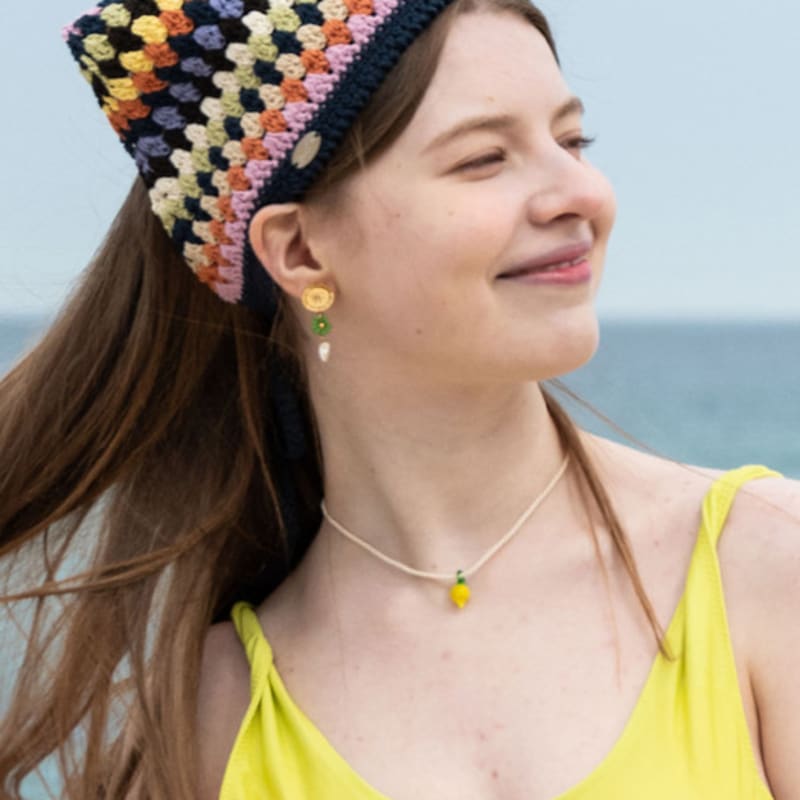 Slowslowly No.136 / Lily Hair Bandana _ Colorful (Lily Crochet Knit Hair Bandana)