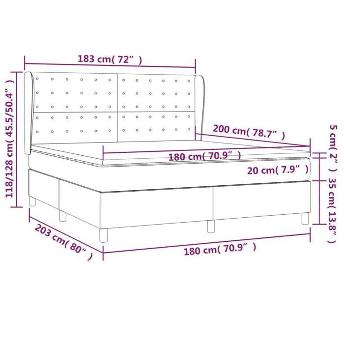 VidaXL Lit à sommier tapissier avec matelas Bleu 180x200 cm Tissu - Modèle 3128867