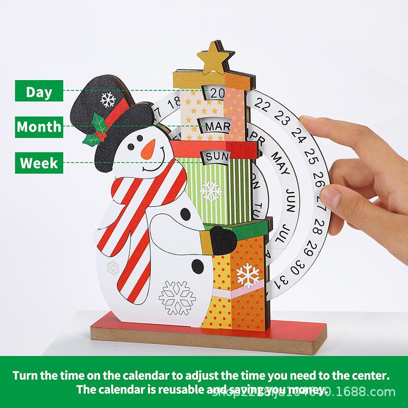 

Обратный отсчет до Рождества, Ручной календарь, Украшения, Деревянные подвески, Орнаменты, Санта Клаус, Круглый