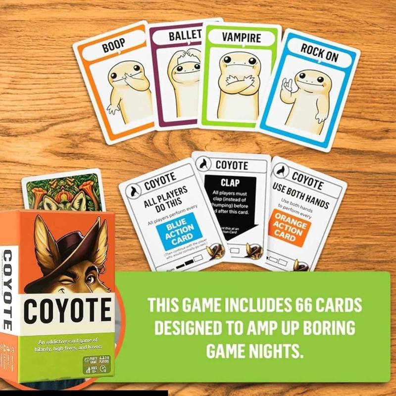 Coyote-spillet, Coyote-festspill, Actionfylte festkortspill, Fullt av high fives og kaos, for venner, tenåringer og voksne familiespillkveld