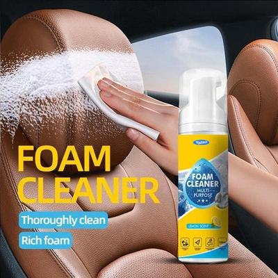 60/100ml Car Foam Cleaner Lemon Scent Multi Purpose with Microfiber Cloths for Auto Interior Office Stain Cleaning