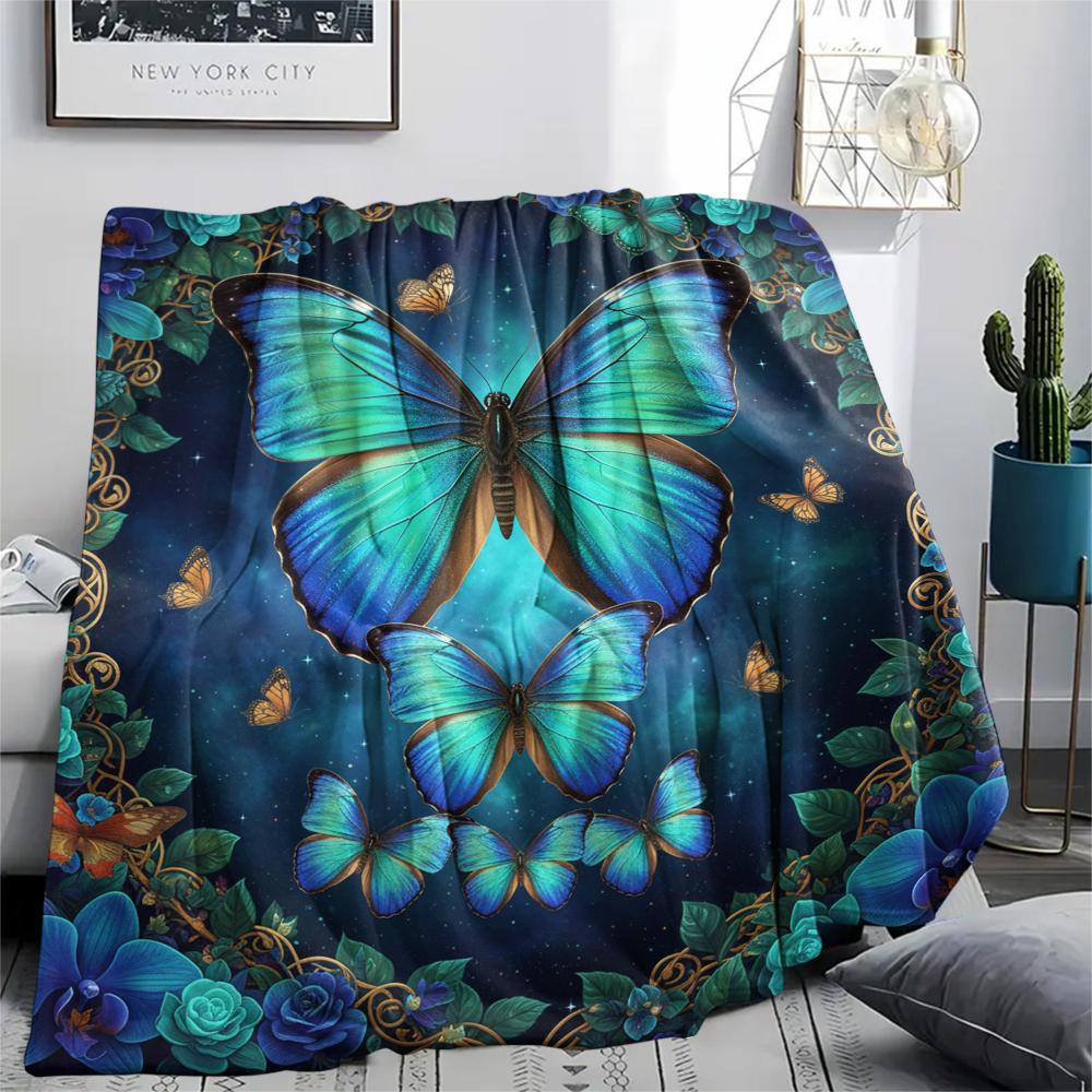 1 Stück 3D-Schmetterlingsdruck Flanelldecke, Hohe Qualität für alle Jahreszeiten, Heimdekoration, Wärme und Komfort, Perfekt für Weihnachtsgeschenke