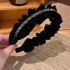 Sweet Velvet Pleated Hair Hoop Elegant Women Sequin Hairband Shiny Rhinestone Headband  Banquet