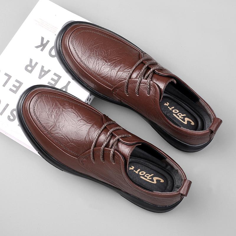 Autumn Winter New Men Shoes Genuine Leather Mens Casual Sneakers Classic Business Comfort Shoes Men Genuine Rubber Oxford Shoes