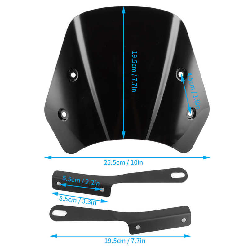 Universal Windshield Wind Deflector Screen Cover Guard With Mounting Bracket for 5-7in Retro Motorbike Motorcycle Accessories