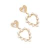 Casual sweet love pearl earrings light luxury high sense temperament versatile hollow love stud earrings women