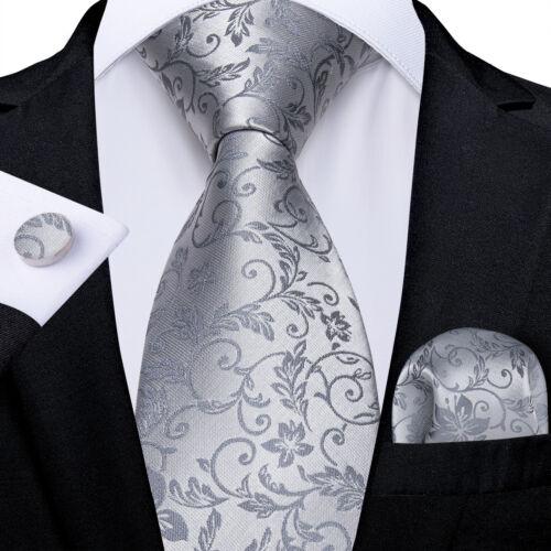 Dibangu Mens Silk Necktie Set Striped Paisley Solid Tie Pocket Square Cufflinks