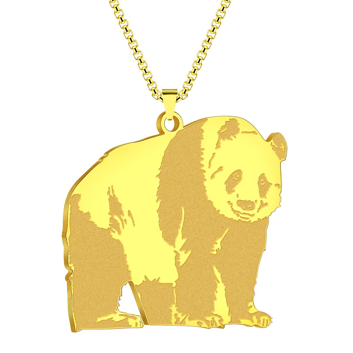 Kinitial Handmade Panda Pendent Necklace For Women Men Everyone s Favorite Bear Animal Jewelry Stainless Steel Necklace