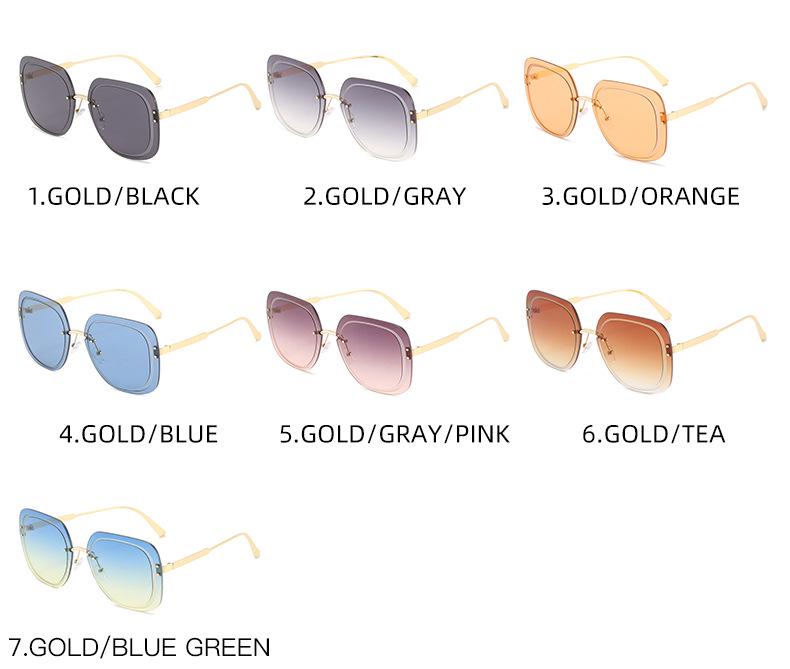 2021 European and American Square Frame Sunglasses with Rice Nail Grooved Lenses for Women