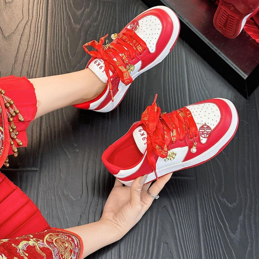 AJ 2025 Bridal & Sports Sneakers: Women's Red Two-Wear Wedding Shoes & Men's Couple Style