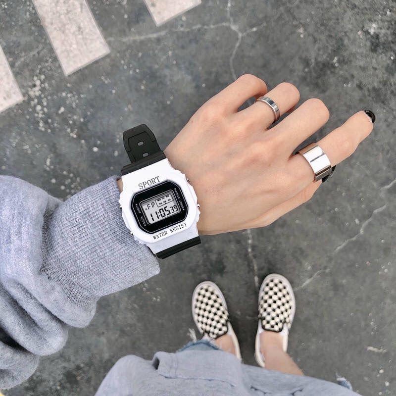 Waterproof LED Matcha Green Sports Watch: Compact, Youthful & Multi-functional