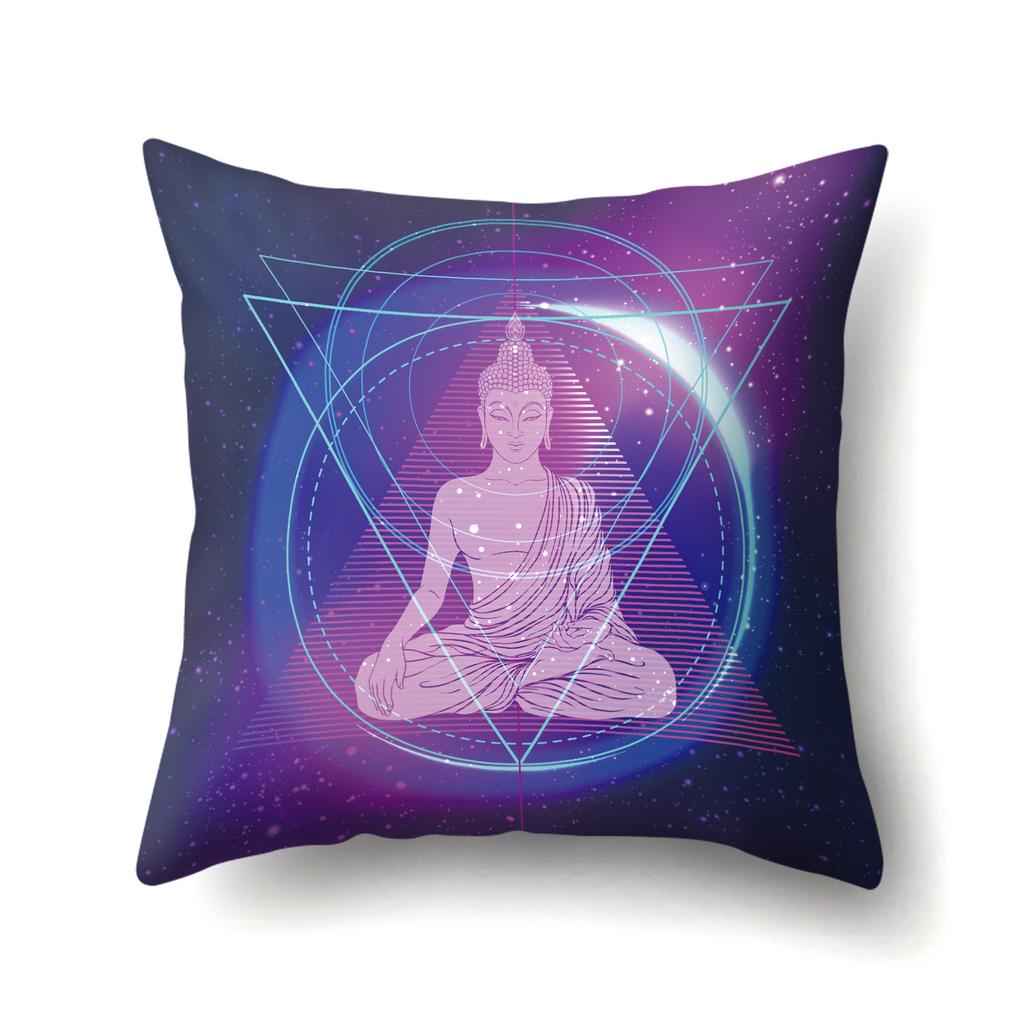 45X45Pillow Case Home Decoration Buddha Statue Cushion Cover Eye Meditation Yoga Mandala Spiritual Tattoo Polyester Pillow Cover