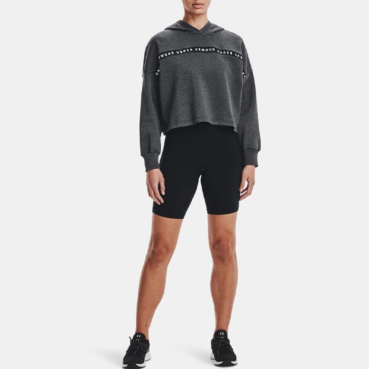 Under Armour Solid Color Logo High-Waist Slim-Fit Fitness Shorts Women bottoms Black 1355914-001