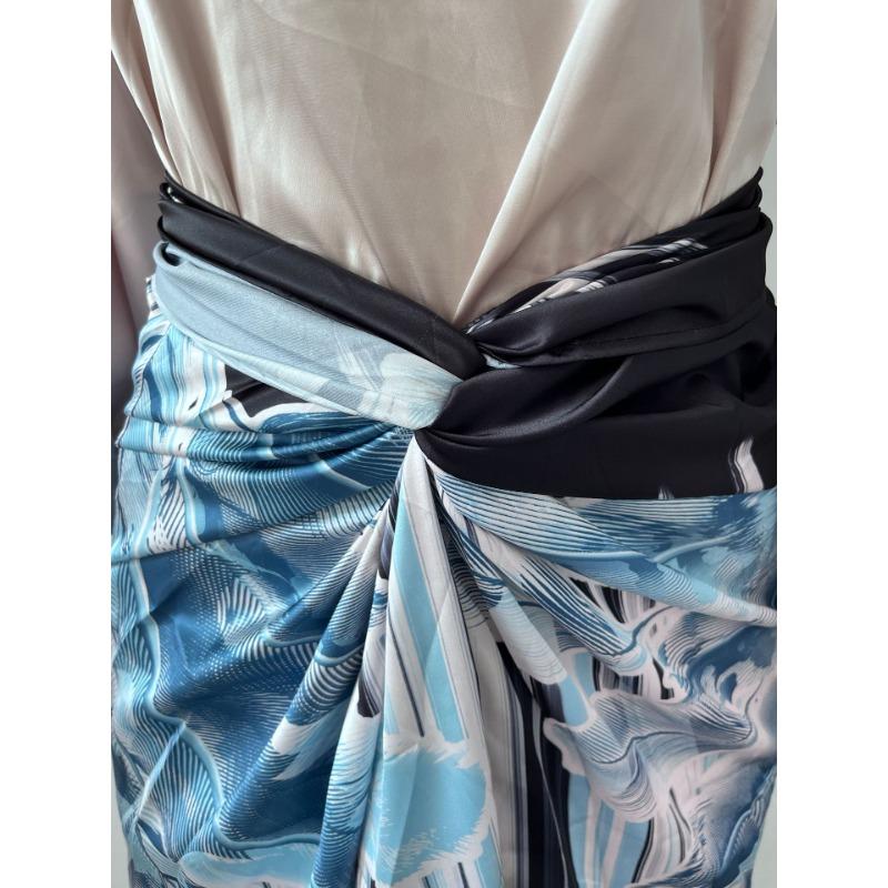 Women's Plus Size Dress 3D Pattern Casual Tie Printed Temperament Dress