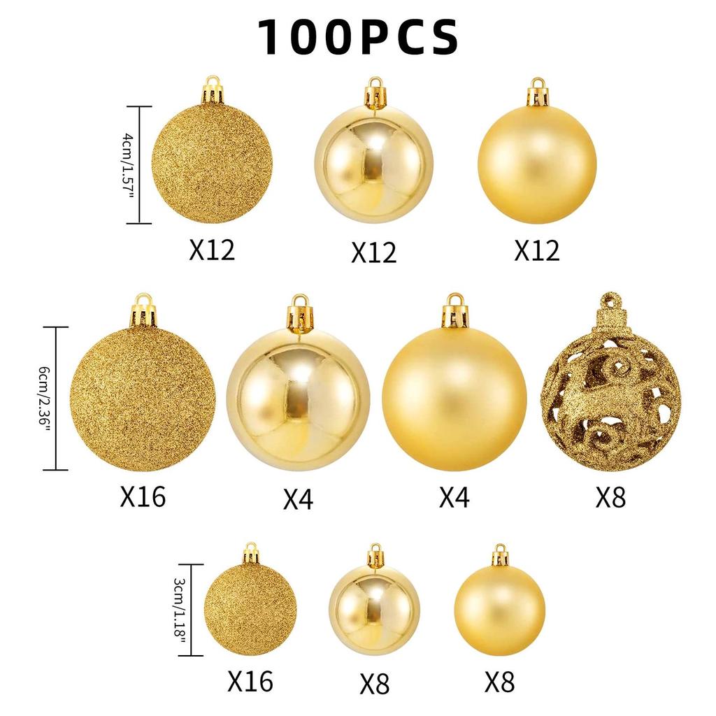 Electroplated Irregular Painted Plastic Christmas Ornament Set 100-Pack