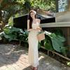 Light Luxury Swinging Neck Tulle Suspender Dress Female Slim Celebrity High-end Temperament Long Dress