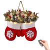 LED Christmas Mitten Wreath With Realistic Pine Cones Red Berries Indoor Outdoor Holiday Decoration For Door Mantle