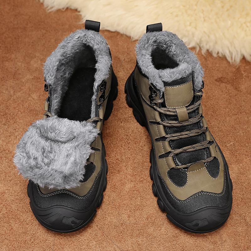 Bottes de randonnée d'hiver pour hommes Baskets d'extérieur en peluche Chaussures décontractées